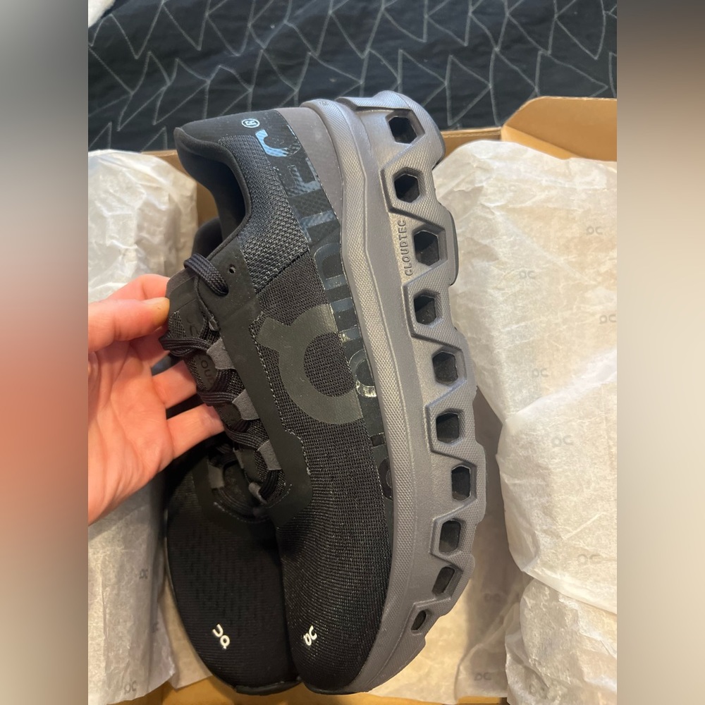 New - On Cloudmonster Black & Grey (Magnet) Women’s Sz 9 Tennis Shoes Never Worn